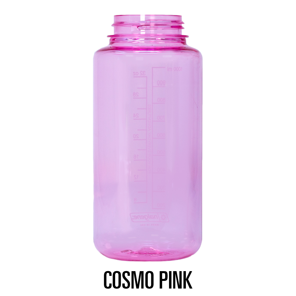 Nalgene Wide Mouth Water Bottle, 32 oz Clear w/ Pink Cap